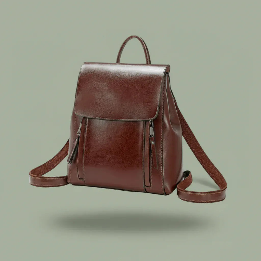 Sac À Dos Ordinateur Cuir Femme - Café