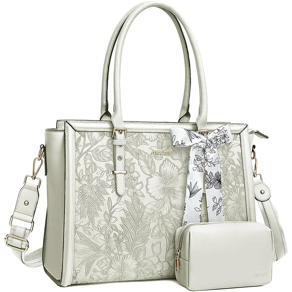 Sacoche Ordinateur En Cuir Femme - Beige