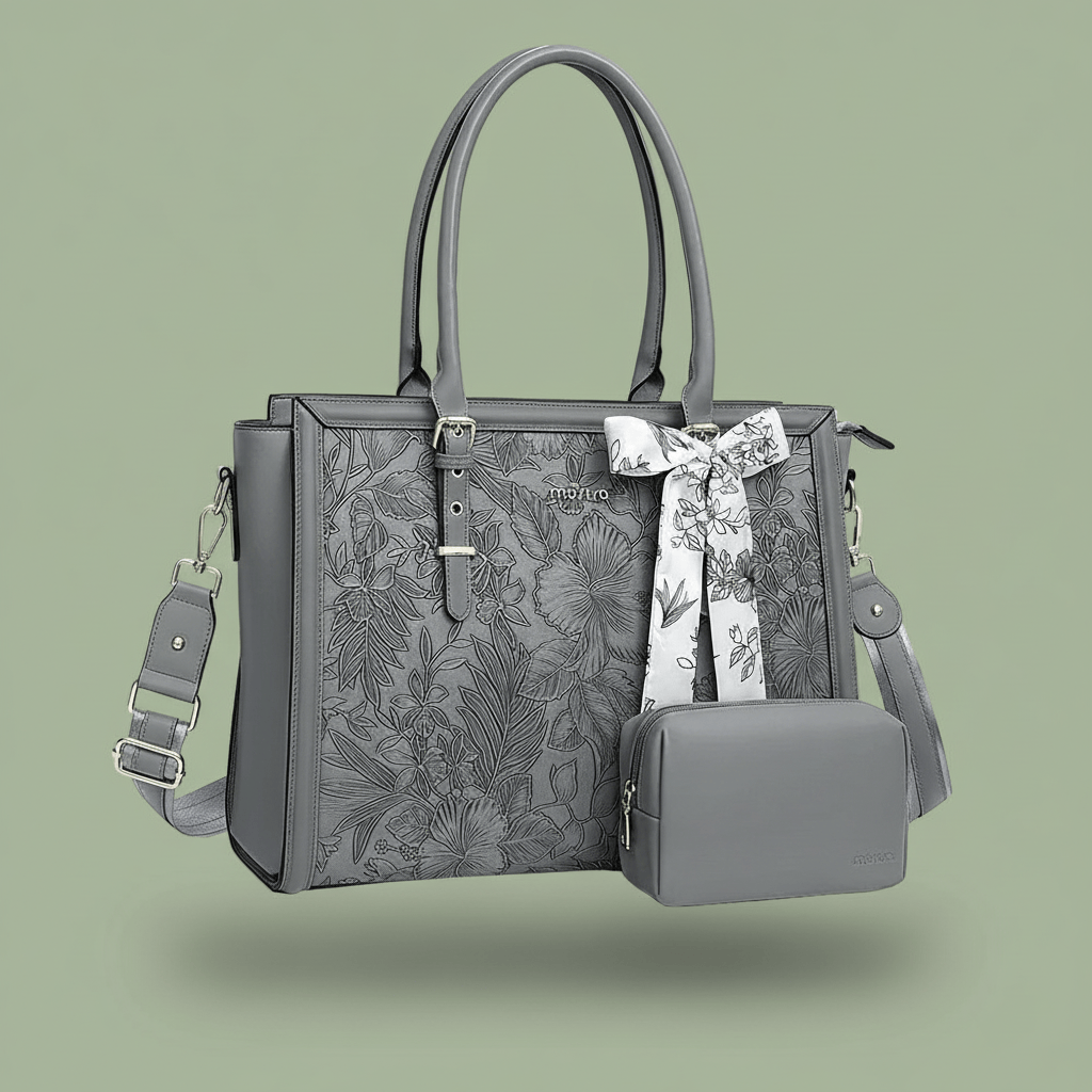 Sacoche Ordinateur En Cuir Femme - Gris