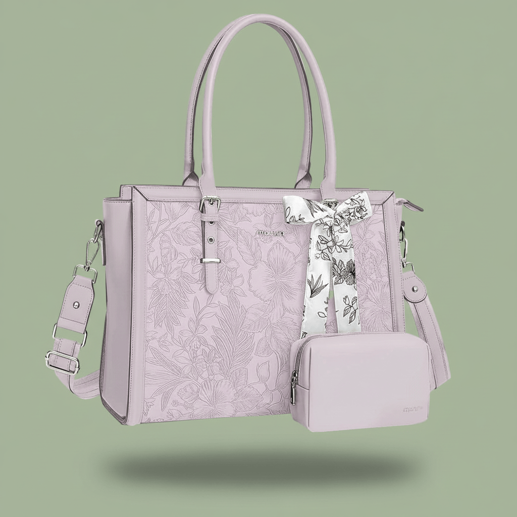 Sacoche Ordinateur En Cuir Femme - Lilas