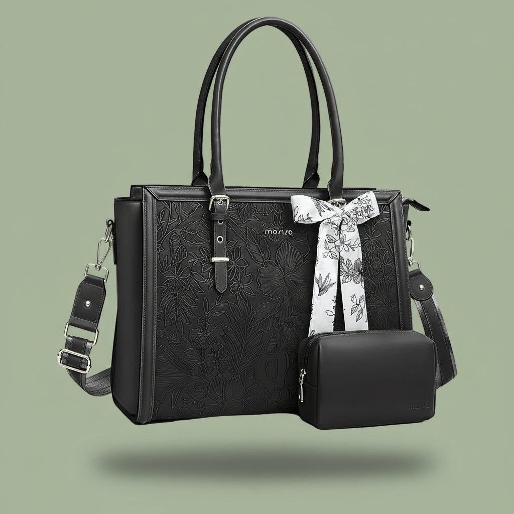 Sacoche Ordinateur En Cuir Femme - Noir