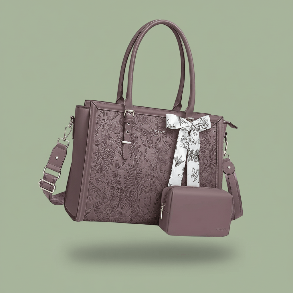 Sacoche Ordinateur En Cuir Femme - Violet Ardoise